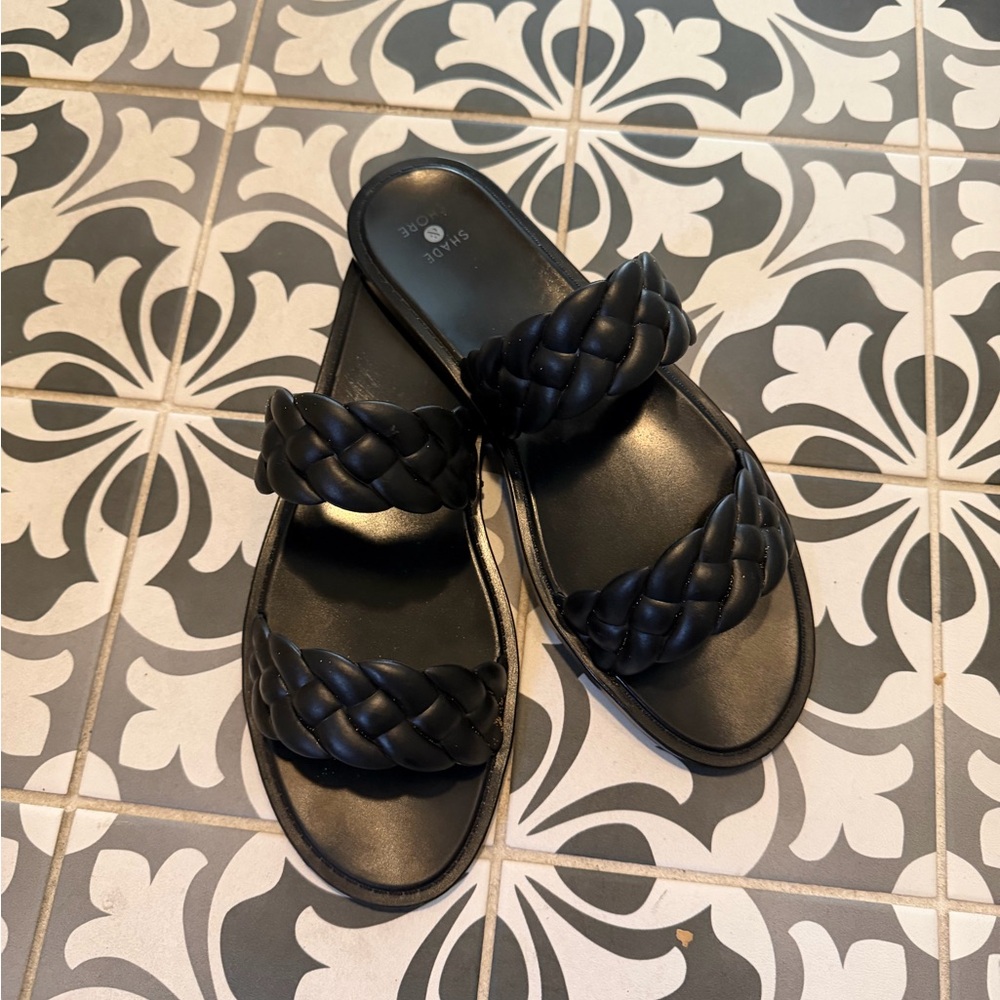 Shade & Shore Black Braided Women's Sandals